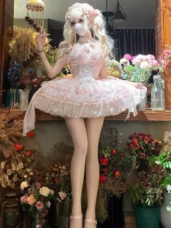 Pastel Gothic Lolita Dresses Ruffles Lace Up Pink White Romance Hime Lolita Dress
