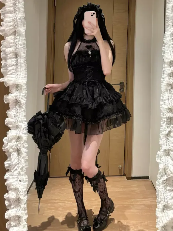 Pastel Gothic Lolita Dresses Ruffles Lace Up Pink White Romance Hime Lolita Dress