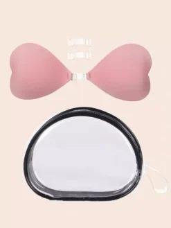Pasties Ball Acrylic Triangle Buttons Pink Enhanced Strapless Push-Up Heart-Shaped Silicone Bra