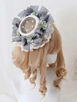 Pastoral Style Lolita Hat Pearls Flowers Lace Polyester Ivory Lolita Hats