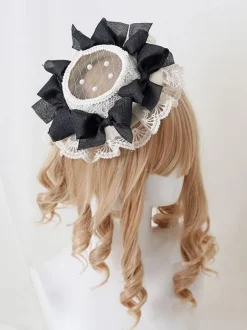 Pastoral Style Lolita Hat Pearls Flowers Lace Polyester Ivory Lolita Hats