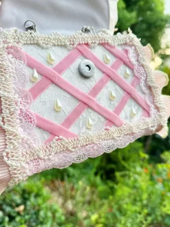 Pastoral Style Lolita Bag Pink Polyester Ruffles Chains Ombre Handbag Lolita Accessories