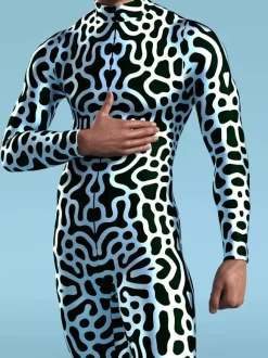 Patterned Zentai Suits Creative Men Art Irregular Lines 3D Jumpsuit CyberPunk Bodysuit Party Cosplay Costume Performance Romper Zentai Suit