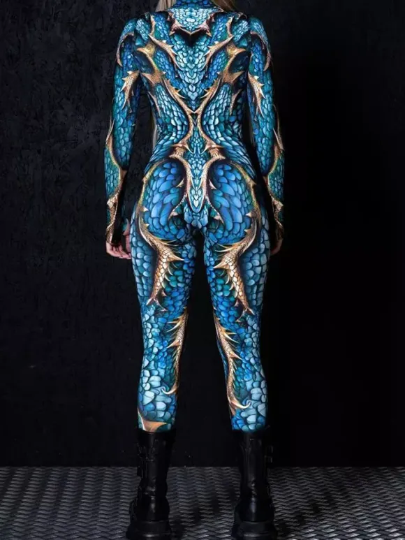 Patterned Zentai Suits Woman Sexy Bodysuit Suit Color Element Adults High-waisted Sports Jumpsuit Cosplay Costumes