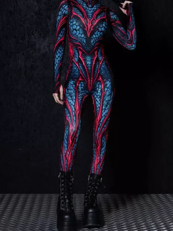 Patterned Zentai Suits Woman Sexy Bodysuit Suit Color Element Adults High-waisted Sports Jumpsuit Cosplay Costumes