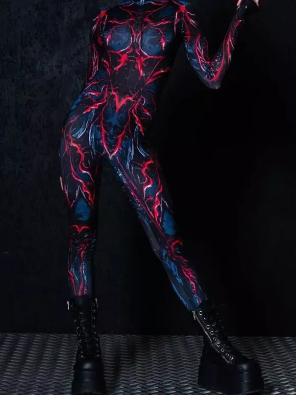 Patterned Zentai Suits Woman Sexy Bodysuit Suit Color Element Adults High-waisted Sports Jumpsuit Cosplay Costumes
