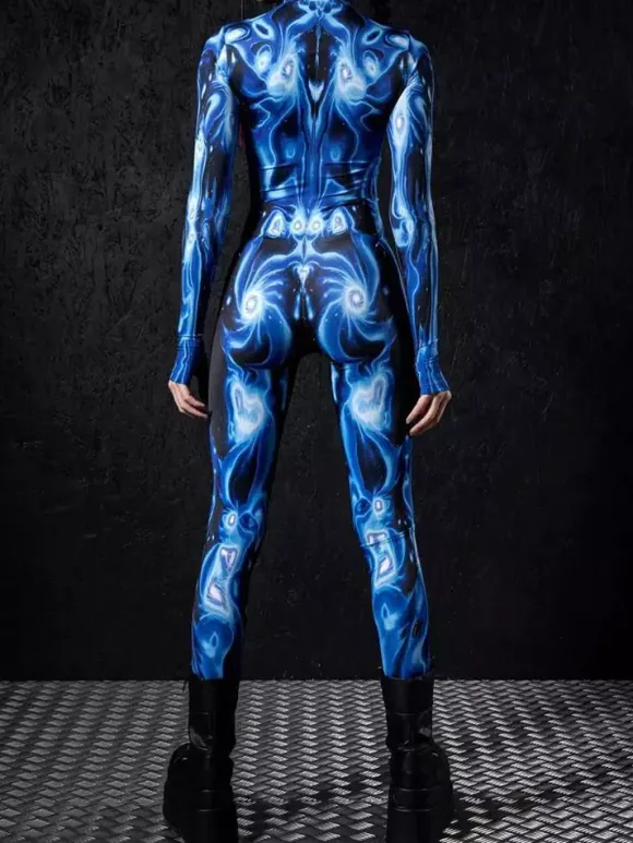 Patterned Zentai Suits Woman Sexy Bodysuit Suit Color Element Adults High-waisted Sports Jumpsuit Cosplay Costumes