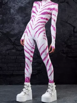 Patterned Zentai Suits Cosplay Costumes Jumpsuit Party Jumpsuits Carnival Woman Zentai Body Clothes Pink Zebra Costume