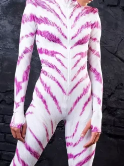 Patterned Zentai Suits Cosplay Costumes Jumpsuit Party Jumpsuits Carnival Woman Zentai Body Clothes Pink Zebra Costume