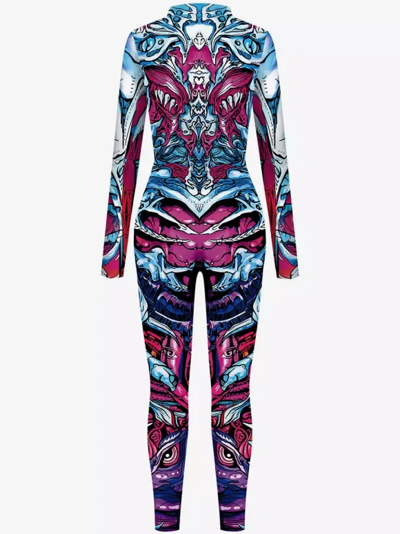 Patterned Zentai Suits Woman Jumpsuit Color Element Blue Muscle Bodysuit Adults High-waisted Cosplay Costumes Sexy Suit