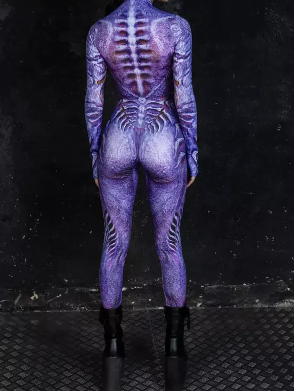 Patterned Zentai Suits Women Jumpsuit Bodysuit Punk Hyun Color Zentai Catsuits