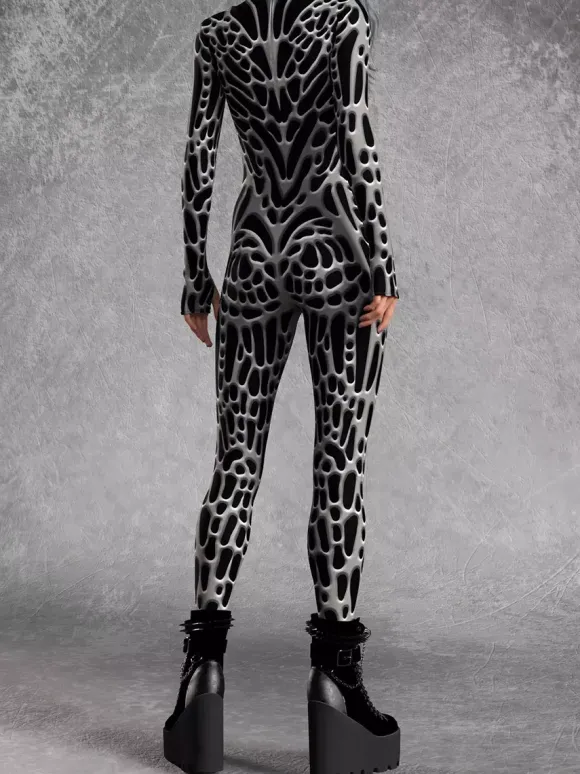 Patterned Zentai Suits Women Jumpsuit Bodysuit Punk Hyun Color Zentai Catsuits