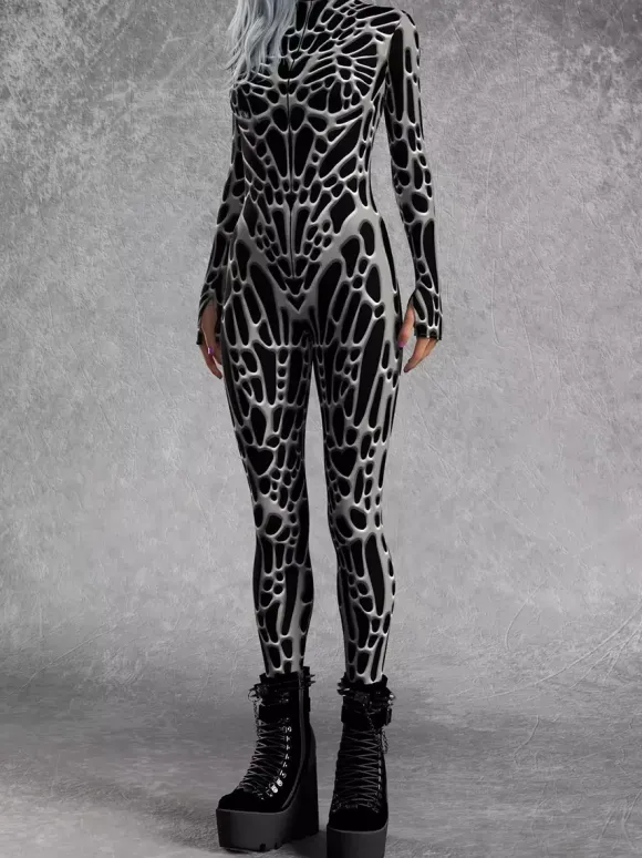 Patterned Zentai Suits Women Jumpsuit Bodysuit Punk Hyun Color Zentai Catsuits