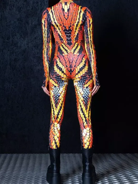 Patterned Zentai Suits Women Jumpsuit Bodysuit Punk Hyun Color Zentai Catsuits