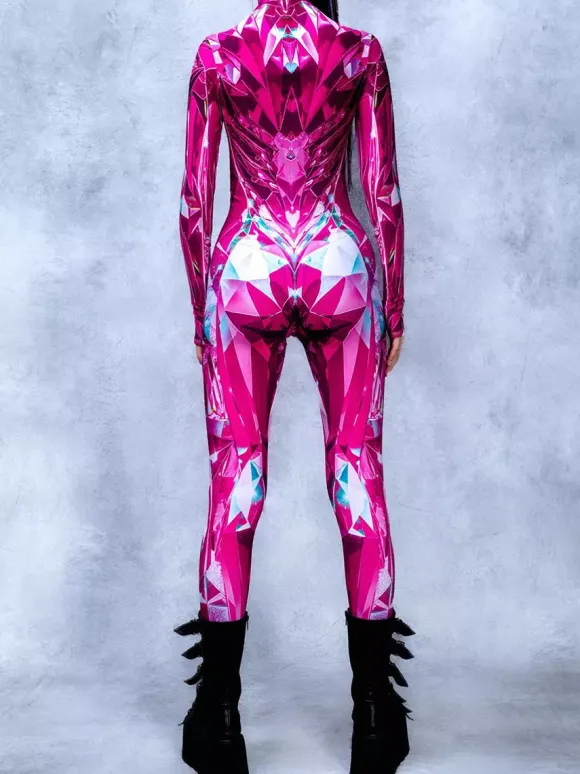 Patterned Zentai Suits Women Jumpsuit Bodysuit Punk Hyun Color Zentai Catsuits