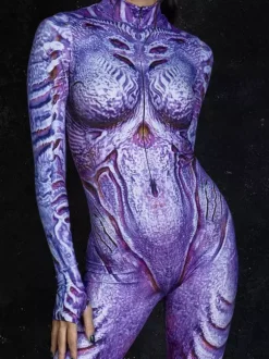 Patterned Zentai Suits Women Jumpsuit Bodysuit Punk Hyun Color Zentai Catsuits