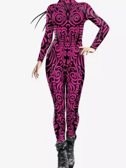 Patterned Zentai Suits Women Jumpsuit Bodysuit Punk Hyun Color Zentai Catsuits