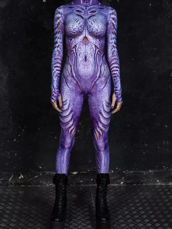 Patterned Zentai Suits Women Jumpsuit Bodysuit Punk Hyun Color Zentai Catsuits
