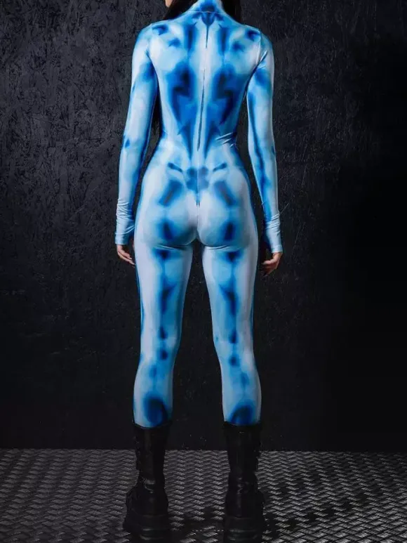 Patterned Zentai Suits Women Jumpsuit Bodysuit Punk Hyun Color Zentai Catsuits