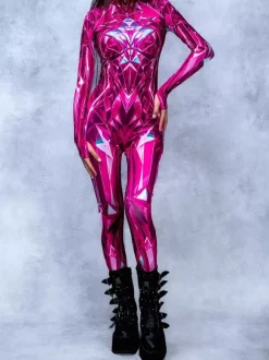 Patterned Zentai Suits Women Jumpsuit Bodysuit Punk Hyun Color Zentai Catsuits