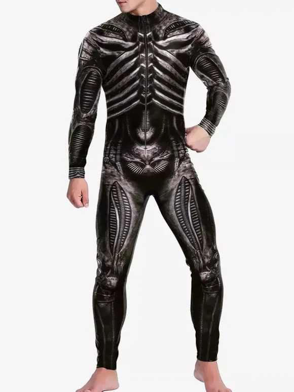 Patterned Zentai Suits Catsuit Costumes Futuristic Mechanical Armour Jumpsuit Cool Fighter Cosplay Bodysuit 3D Printed Steampunk Come Party Shows Men Zentai Suit