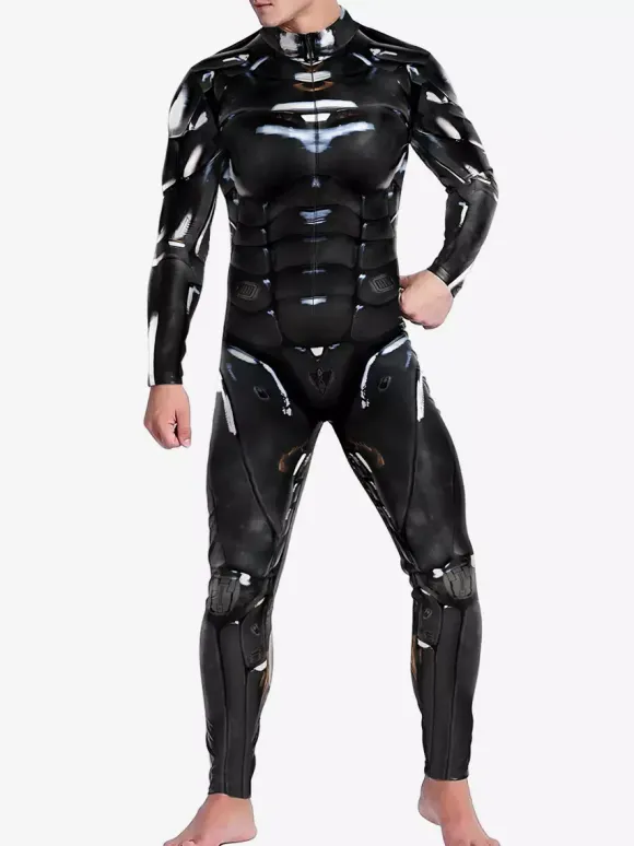 Patterned Zentai Suits Catsuit Costumes Futuristic Mechanical Armour Jumpsuit Cool Fighter Cosplay Bodysuit 3D Printed Steampunk Come Party Shows Men Zentai Suit