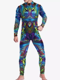 Patterned Zentai Suits Catsuit Costumes Futuristic Mechanical Armour Jumpsuit Cool Fighter Cosplay Bodysuit 3D Printed Steampunk Come Party Shows Men Zentai Suit