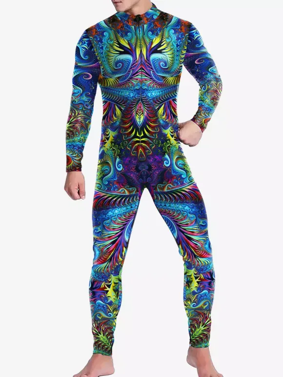 Patterned Zentai Suits Catsuit Costumes Futuristic Mechanical Armour Jumpsuit Cool Fighter Cosplay Bodysuit 3D Printed Steampunk Come Party Shows Men Zentai Suit
