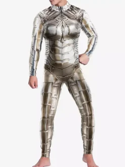 Patterned Zentai Suits Catsuit Costumes Futuristic Mechanical Armour Jumpsuit Cool Fighter Cosplay Bodysuit 3D Printed Steampunk Come Party Shows Men Zentai Suit
