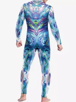 Patterned Zentai Suits Catsuit Costumes Futuristic Mechanical Armour Jumpsuit Cool Fighter Cosplay Bodysuit 3D Printed Steampunk Come Party Shows Men Zentai Suit