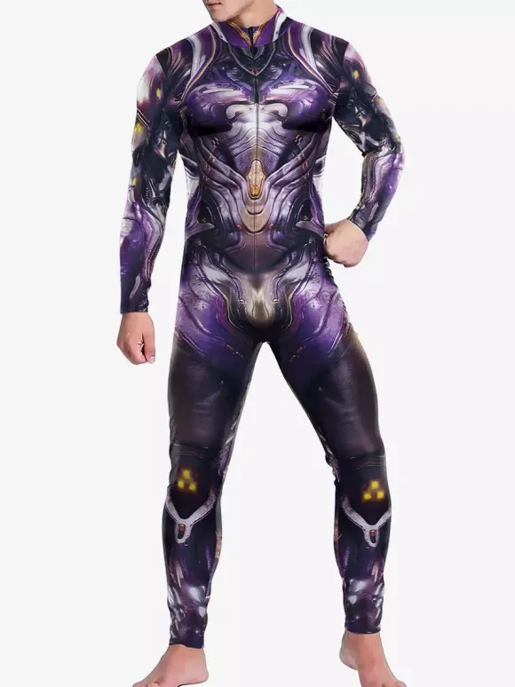 Patterned Zentai Suits Catsuit Costumes Futuristic Mechanical Armour Jumpsuit Cool Fighter Cosplay Bodysuit 3D Printed Steampunk Come Party Shows Men Zentai Suit