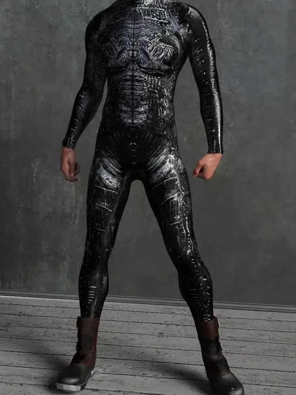 Patterned Zentai Suits Mechanical Cyber Armor Outfit Jumpsuit Cosplay Punk Bodysuit Steampunk Costume Party Shows Men Cool Zentai Suit