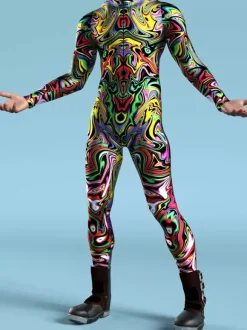 Patterned Zentai Suits Mechanical Cyber Armor Outfit Jumpsuit Cosplay Punk Bodysuit Steampunk Costume Party Shows Men Cool Zentai Suit