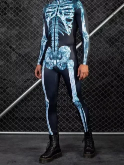 Patterned Zentai Suits Mechanical Cyber Armor Outfit Jumpsuit Cosplay Punk Bodysuit Steampunk Costume Party Shows Men Cool Zentai Suit