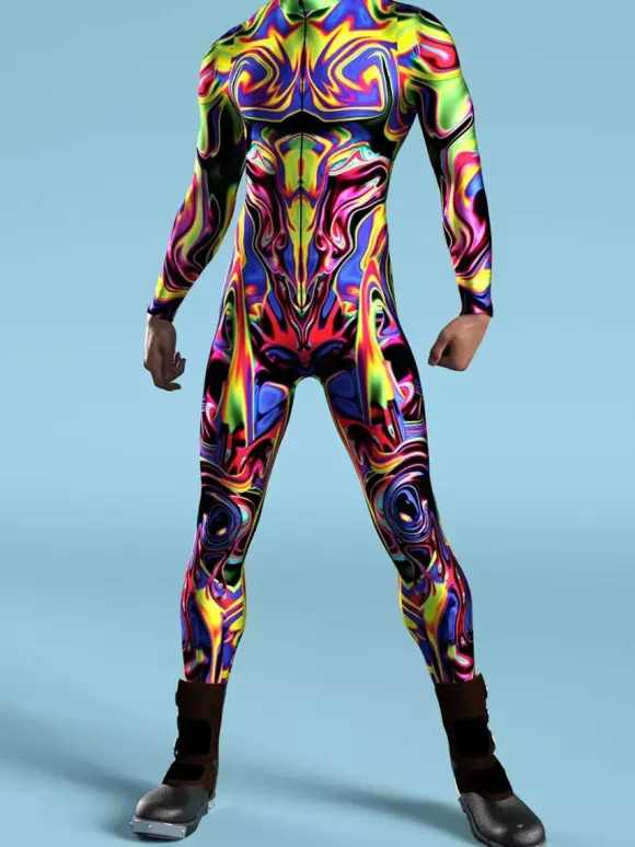 Patterned Zentai Suits Mechanical Cyber Armor Outfit Jumpsuit Cosplay Punk Bodysuit Steampunk Costume Party Shows Men Cool Zentai Suit