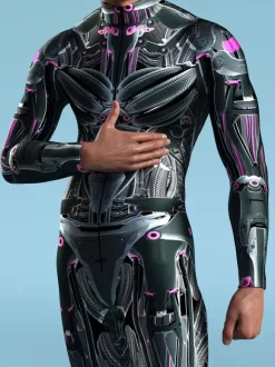 Patterned Zentai Suits CyberPunk Jumpsuit Cool Mechanical Armour Cosplay Bodysuit Costume For Men Women
