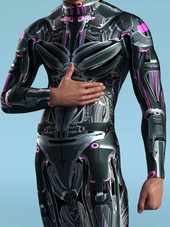 Patterned Zentai Suits CyberPunk Jumpsuit Cool Mechanical Armour Cosplay Bodysuit Costume For Men Women