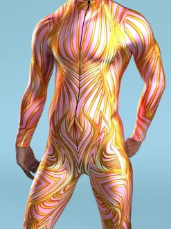 Patterned Zentai Suits CyberPunk Jumpsuit Cool Mechanical Armour Cosplay Bodysuit Costume For Men Women