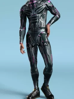 Patterned Zentai Suits CyberPunk Jumpsuit Cool Mechanical Armour Cosplay Bodysuit Costume For Men Women