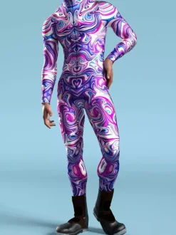 Patterned Zentai Suits CyberPunk Jumpsuit Cool Mechanical Armour Cosplay Bodysuit Costume For Men Women