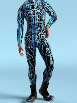 Patterned Zentai Suits CyberPunk Jumpsuit Cool Mechanical Armour Cosplay Bodysuit Costume For Men Women
