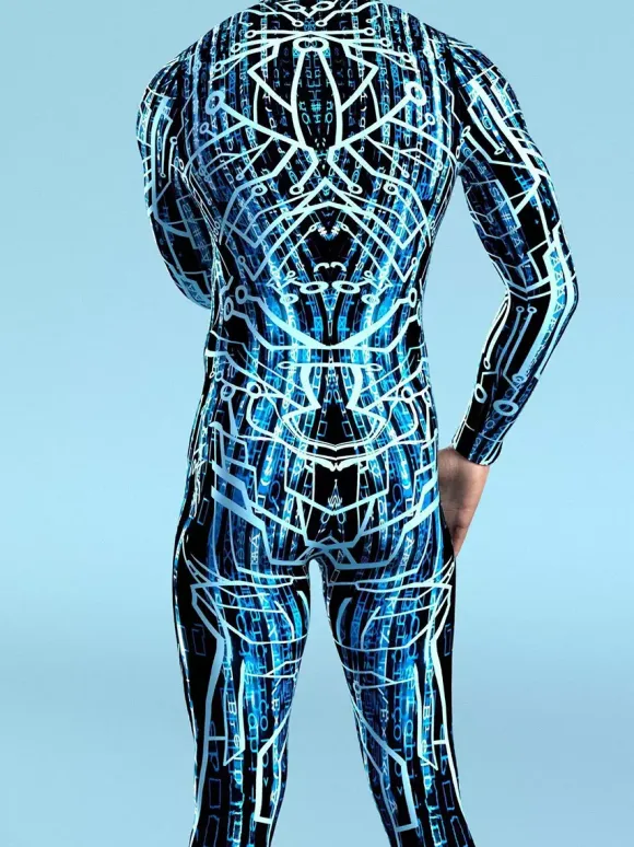 Patterned Zentai Suits CyberPunk Jumpsuit Cool Mechanical Armour Cosplay Bodysuit Costume For Men Women