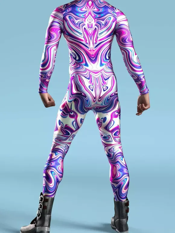 Patterned Zentai Suits CyberPunk Jumpsuit Cool Mechanical Armour Cosplay Bodysuit Costume For Men Women