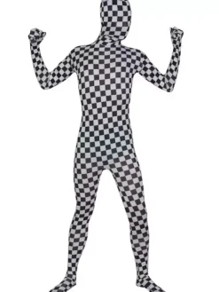 Patterned Zentai Suits Black Mosaics Patterned Lycra Spandex fabric Zentai Suit Unisex Full Body Suit