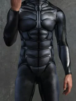 Patterned Zentai Suits Black Mechanical Armor Bodysuit 3D Printed Cyberpunk Exoskeleton Tight Jumpsuit