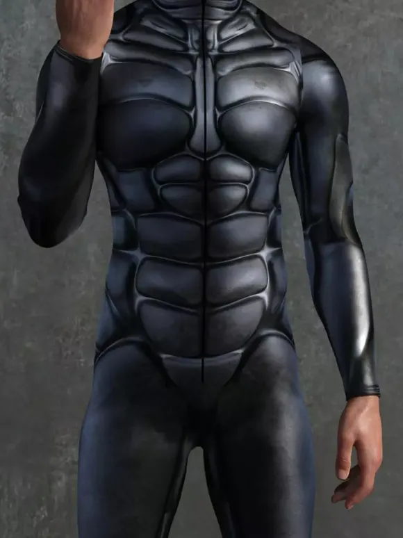 Patterned Zentai Suits Black Mechanical Armor Bodysuit 3D Printed Cyberpunk Exoskeleton Tight Jumpsuit