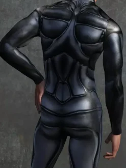 Patterned Zentai Suits Black Mechanical Armor Bodysuit 3D Printed Cyberpunk Exoskeleton Tight Jumpsuit