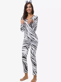 Patterned Zentai Suits Sexy Zebra Catsuit Cosplay Costume Polyester Zentai Suit