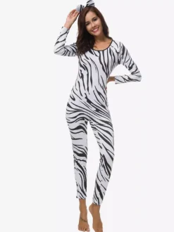 Patterned Zentai Suits Sexy Zebra Catsuit Cosplay Costume Polyester Zentai Suit