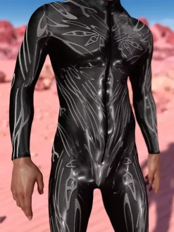 Patterned Zentai Suits Black Steampunk Mechanical Bodysuit 3D Printed Cyberpunk Full Body Jumpsuit